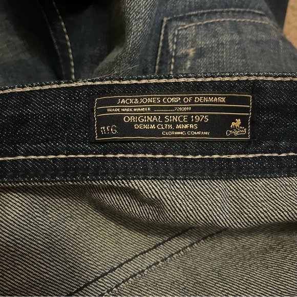 Jack & Jones Nick Jeans 40x 28 Regular Fit Distressed Straight Leg Button Fly - Picture 12 of 16